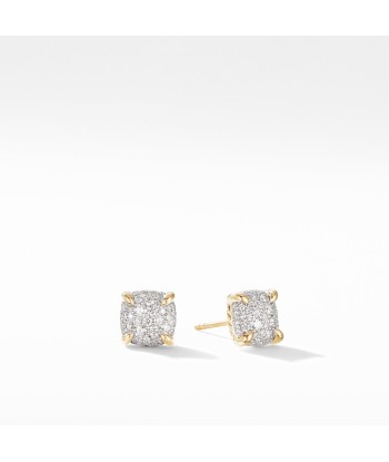 David Yurman Chatelaine Full Pave Diamonds Stud Earrings in 18K Yellow Gold 7mm les muscles