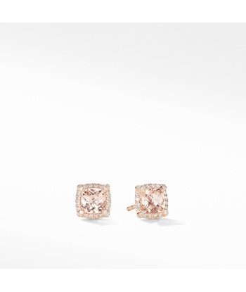 David Yurman Chatelaine Pave Bezel Stud Earrings in 18K Rose Gold with Morganite le concept de la Pate a emporter 