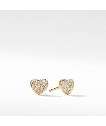 David Yurman Heart Stud Earrings in 18K Yellow Gold with Pave Diamonds Comparez plus de prix