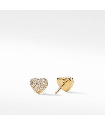 David Yurman Heart Stud Earrings in 18K Yellow Gold with Pave Diamonds Comparez plus de prix