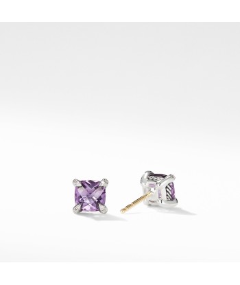 David Yurman Chatelaine 6MM Stud Earrings with Amethyst and Diamonds pas cher