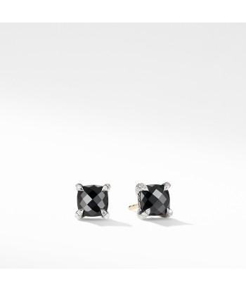 David Yurman Chatelaine 6MM Stud Earrings with Black Onyx and Diamonds Venez acheter