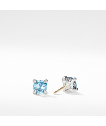 David Yurman Chatelaine 6MM Stud Earrings with Blue Topaz and Diamonds Les êtres humains sont 