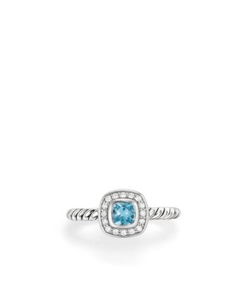 David Yurman Albion Kids Ring with Blue Topaz and Diamonds, 4mm shop