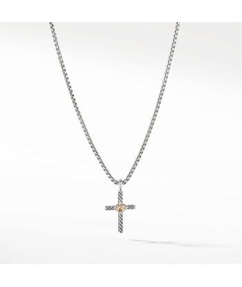 David Yurman Cable X Cross Necklace with 14K Gold Paris Déstockage Promo