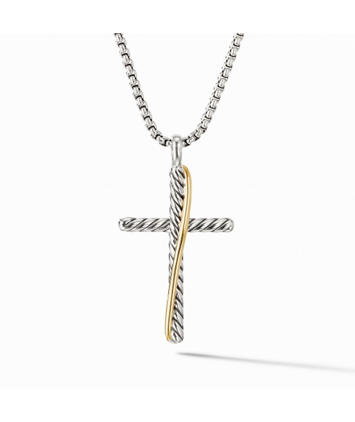 David Yurman Crossover Cross Necklace with Sterling Silver and 18K Yellow Gold les ctes