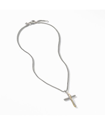 David Yurman Crossover Cross Necklace with Sterling Silver and 18K Yellow Gold les ctes