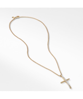 David Yurman Crossover Cross Necklace in 18K Yellow Gold with Pave Diamonds du meilleur 