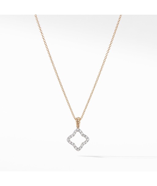 David Yurman Cable Collectibles Quatrefoil Pendant with Diamonds in Gold on Chain 2024