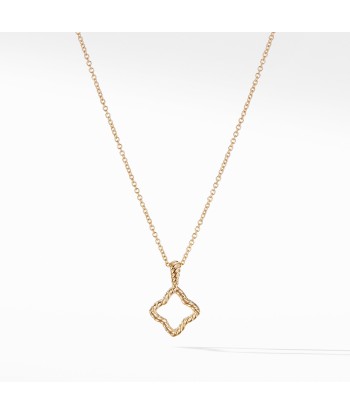 David Yurman Cable Collectibles Quatrefoil Pendant with Diamonds in Gold on Chain 2024