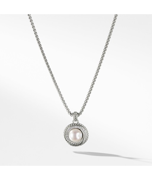 David Yurman Crossover Pearl Pendant Necklace with Diamonds le des métaux précieux