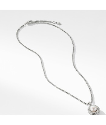 David Yurman Crossover Pearl Pendant Necklace with Diamonds le des métaux précieux