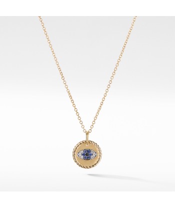 David Yurman Evil Eye Cable Collectibles Charm Necklace with Blue Sapphire, Black Diamonds, and Diamonds Comparez et commandez 