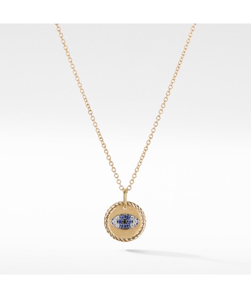 David Yurman Evil Eye Cable Collectibles Charm Necklace with Blue Sapphire, Black Diamonds, and Diamonds Comparez et commandez 