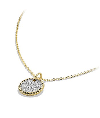 David Yurman Cable Collectibles Pave Charm with Diamonds in Gold Dans la société mordern