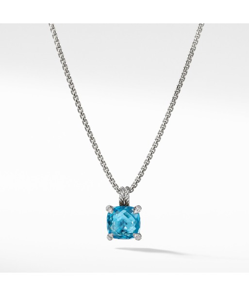 David Yurman Chatelaine Pendant Necklace with Blue Topaz and Diamonds 11mm Découvrez la collection