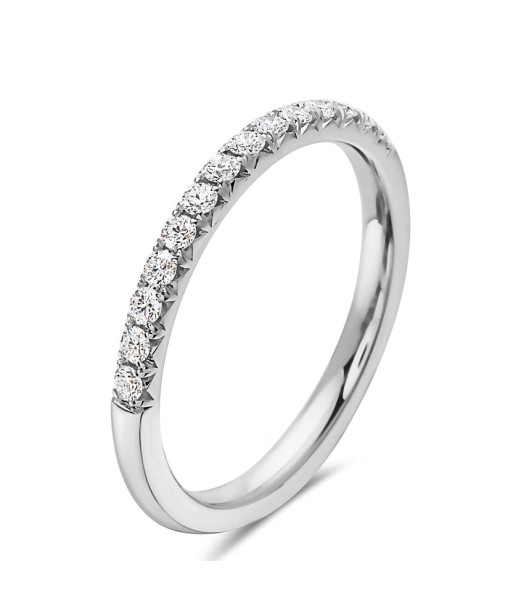 14k Gold Ladies Cut Down Wedding Band with Diamonds Half Way Around -DR01108 la colonne vertébrale