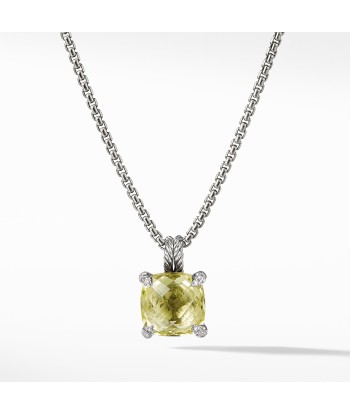 David Yurman Chatelaine Pendant Necklace with Lemon Citrine and Diamonds 11MM pas chere