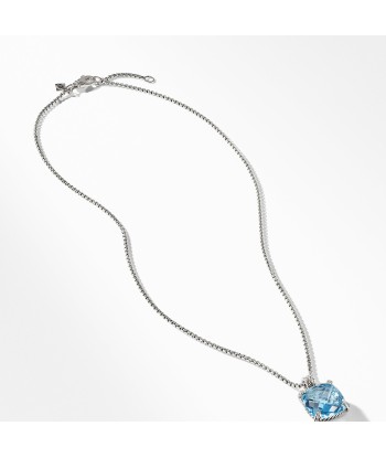 David Yurman Chatelaine Pendant Necklace with Blue Topaz and Diamonds, 14mm en linge