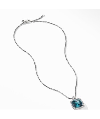 David Yurman Chatelaine Pave Bezel Pendant Necklace with Hampton Blue Topaz Profitez des Offres !