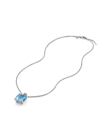 David Yurman Chatelaine Pendant Necklace with Blue Topaz and Diamonds, 14mm en linge