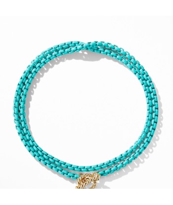 DY Bel Aire Chain Necklace in Turquoise with 14K Gold Accents pas cher chine