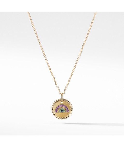 David Yurman Cable Collectibles Rainbow Necklace with Pink Sapphires, Yellow Sapphires, and Tsavorite in 18K Gold de technologie