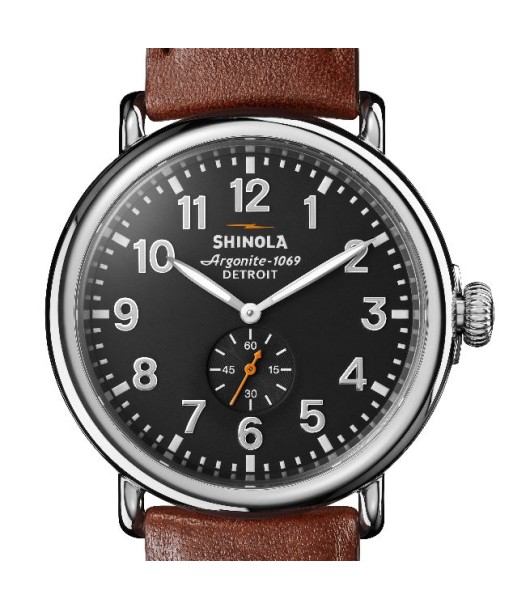 Shinola 47MM Runwell Cool Gray Dial Cognac Leather Watch S0120018330 une grave pollution 