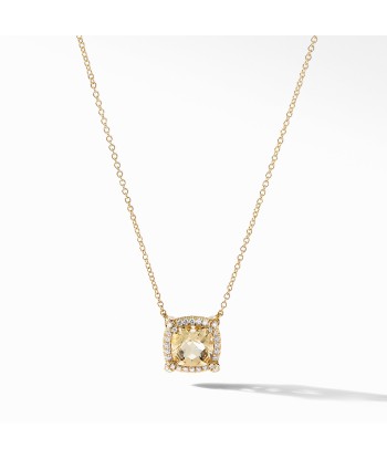 David Yurman Chatelaine Pave Bezel Pendant Necklace in 18K Yellow Gold with Champagne Citrine Pour