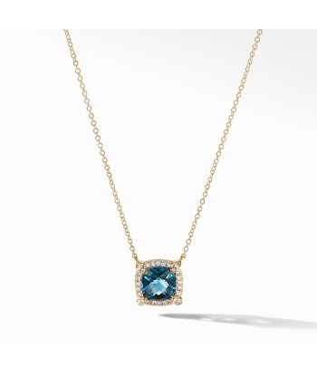 David Yurman Chatelaine Pave Bezel Pendant Necklace in 18K Yellow Gold with Hampton Blue Topaz 2024