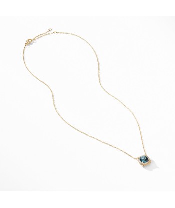 David Yurman Chatelaine Pave Bezel Pendant Necklace in 18K Yellow Gold with Hampton Blue Topaz 2024