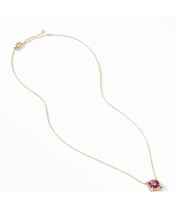 David Yurman Chatelaine Pave Bezel Pendant Necklace in 18K Yellow Gold with Pink Tourmaline Voir les baskets