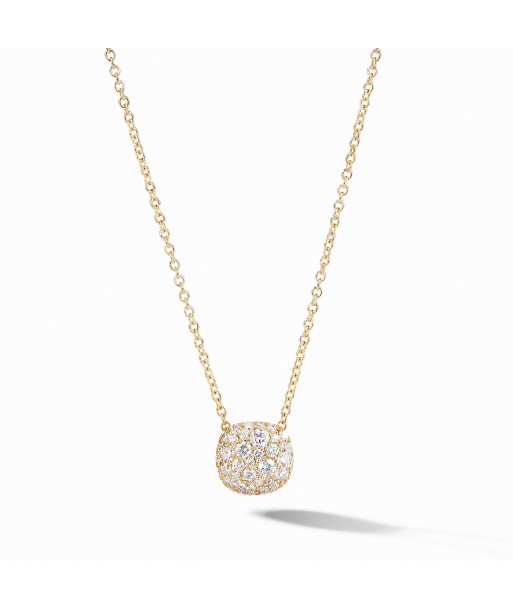 David Yurman Cushion Pendant Necklace in 18K Yellow Gold with Pave Diamonds basket pas cher