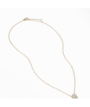 David Yurman Cushion Pendant Necklace in 18K Yellow Gold with Pave Diamonds basket pas cher