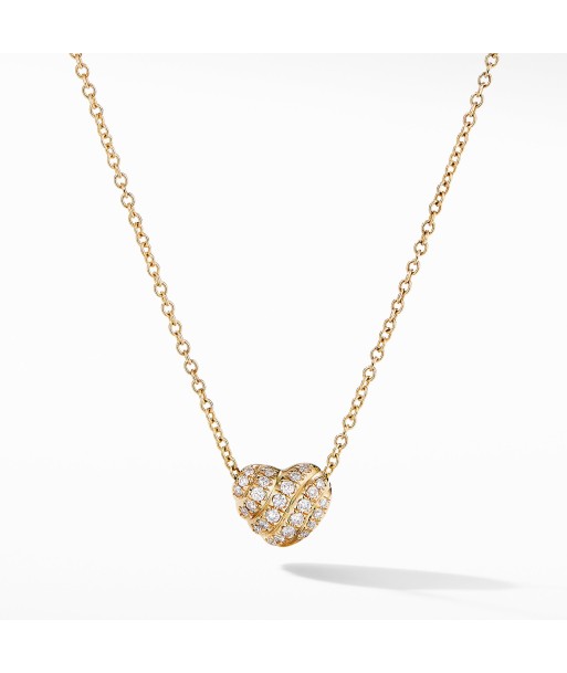 David Yurman Heart Pendant Necklace in 18K Yellow Gold with Pave Diamonds les ligaments