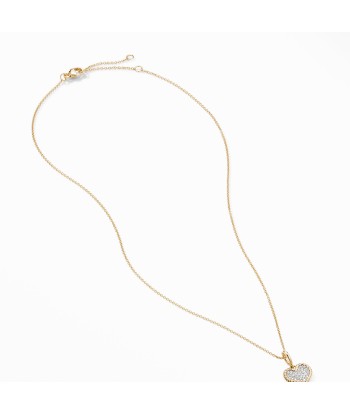 David Yurman Cable Collectibles Pave Heart Charm Necklace in 18K Yellow Gold Fin de série