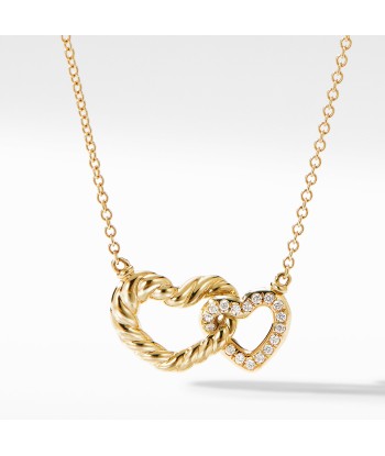 David Yurman Double Heart Pendant Necklace in 18K Yellow Gold with Diamonds Par le système avancé 