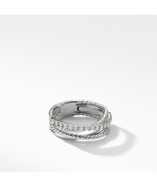 David Yurman Crossover Ring with Diamonds 7MM pas chere