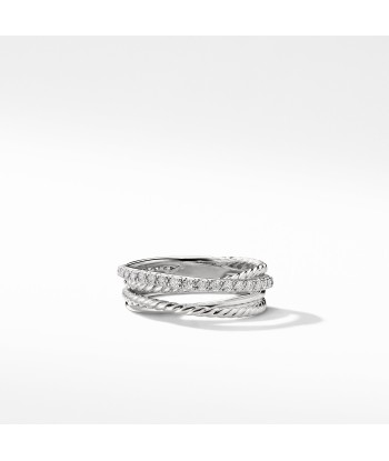 David Yurman Crossover Ring with Diamonds 7MM pas chere