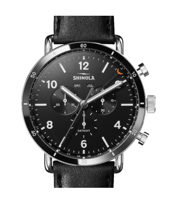 Shinola 45MM Canfield Sport Black Matte Dial Leather Watch S0120089889 À commander