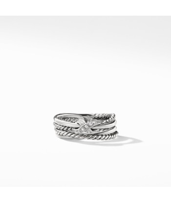 David Yurman Crossover X Ring with Diamonds 6MM la livraison gratuite