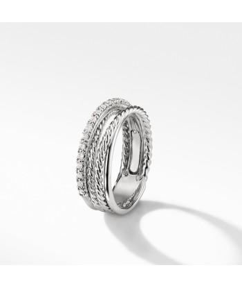 David Yurman Crossover Ring with Diamonds 7MM pas chere