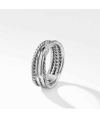 David Yurman Crossover X Ring with Diamonds 6MM la livraison gratuite