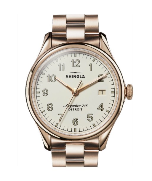 Shinola 38MM Vinton Polished PVD Champagne Gold Watch S0120141279 pas cher