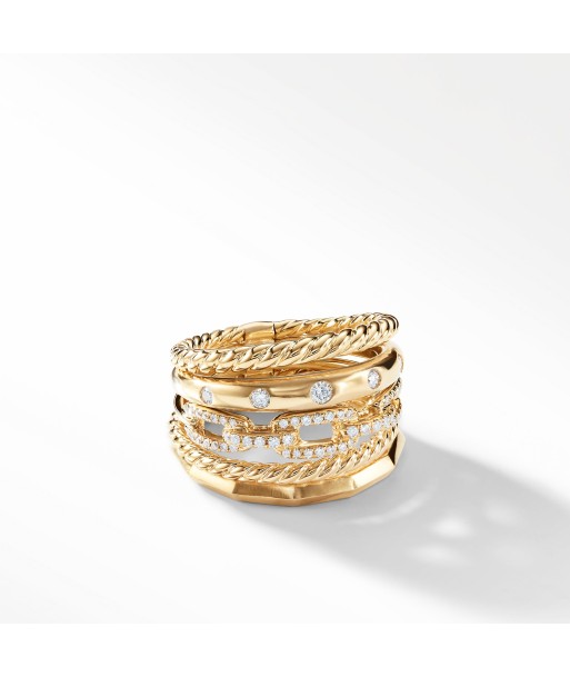 David Yurman Stax Wide Ring with Diamonds in 18K Gold, 15mm Les magasins à Paris