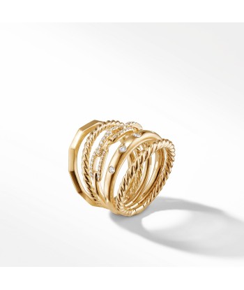 David Yurman Stax Wide Ring with Diamonds in 18K Gold, 15mm Les magasins à Paris