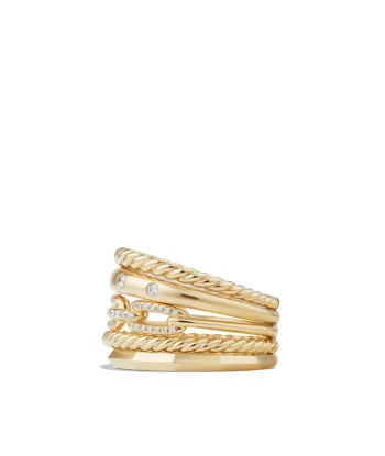 David Yurman Stax Wide Ring with Diamonds in 18K Gold, 15mm Les magasins à Paris