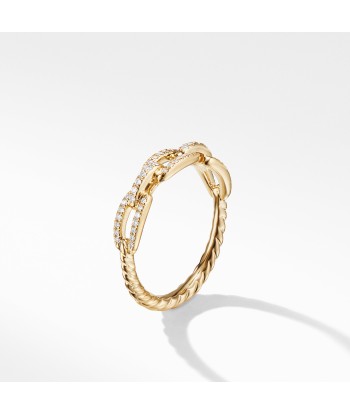 David Yurman Stax Single Row Pave Chain Link Ring with Diamonds in 18K Gold, 4.5mm 2024