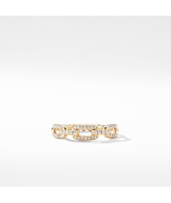 David Yurman Stax Single Row Pave Chain Link Ring with Diamonds in 18K Gold, 4.5mm 2024