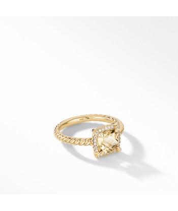 David Yurman Chatelaine Ring Pave Diamond Bezel  in 18K Yellow Gold with Champagne Citrine de la marque